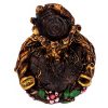Handcrafted round incense holder ash tray with a floral design and a 3D figurine of a tree man in brown, black, gold, green, and multicolored color combination.