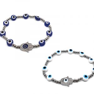 Hamsa Evil Eye Bead Stretchy Bracelet