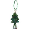 OR-010101019099 Handmade Czech glass seed bead Christmas figurine hanging ornament of a decorated tree in green, silver, and multicolored color combination.