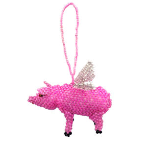 Flying Pig Beaded Ornament