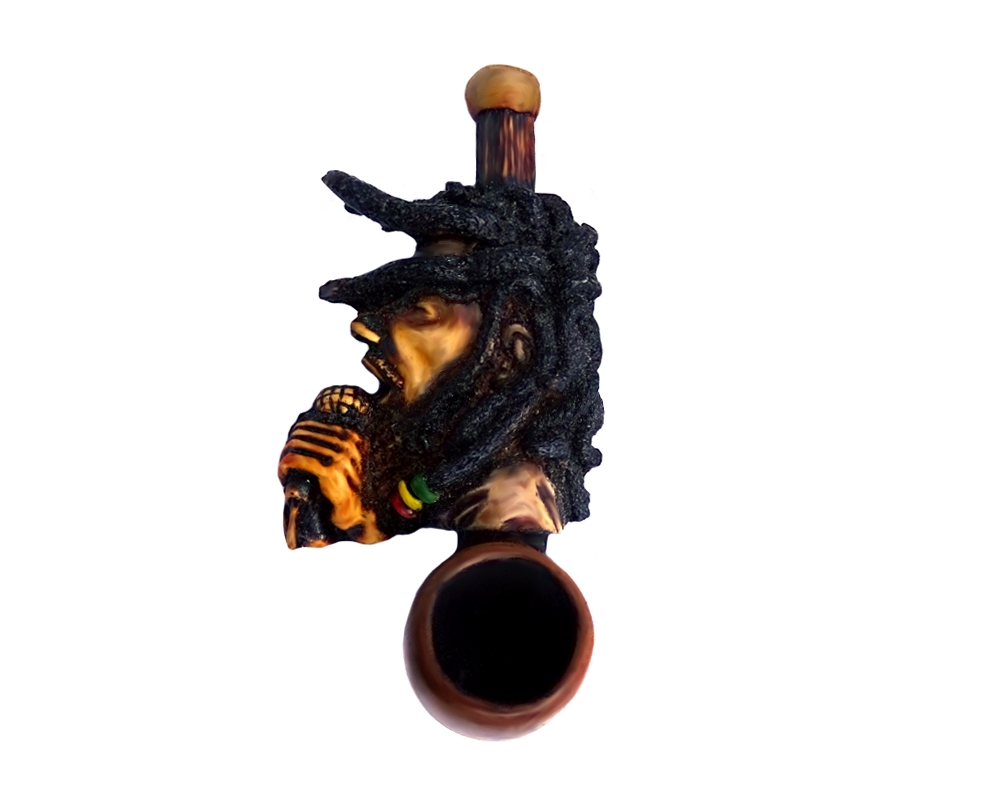 Handcrafted tobacco smoking hand pipe of Bob singing on microphone in mini size.