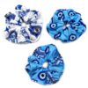 Soft cotton scrunchie hair tie with evil eye nazar print pattern design.