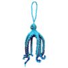 OR-010802350805 Handmade Czech glass seed bead sea animal figurine hanging ornament of an octopus in turquoise color.