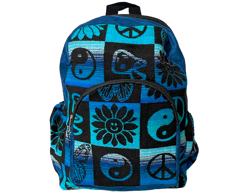 BP-030700053509 Large Hippie Backpack - Blue/Turquoise