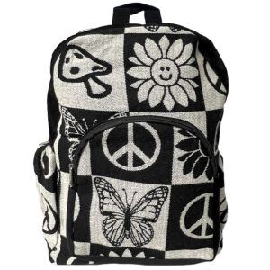 Large Hippie Backpack - Black White
