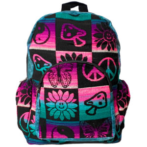 Large Hippie Backpack - Teal/Hot-Pink