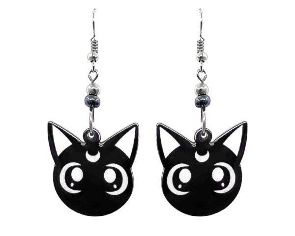 Luna Cat Face Earrings - Black/White