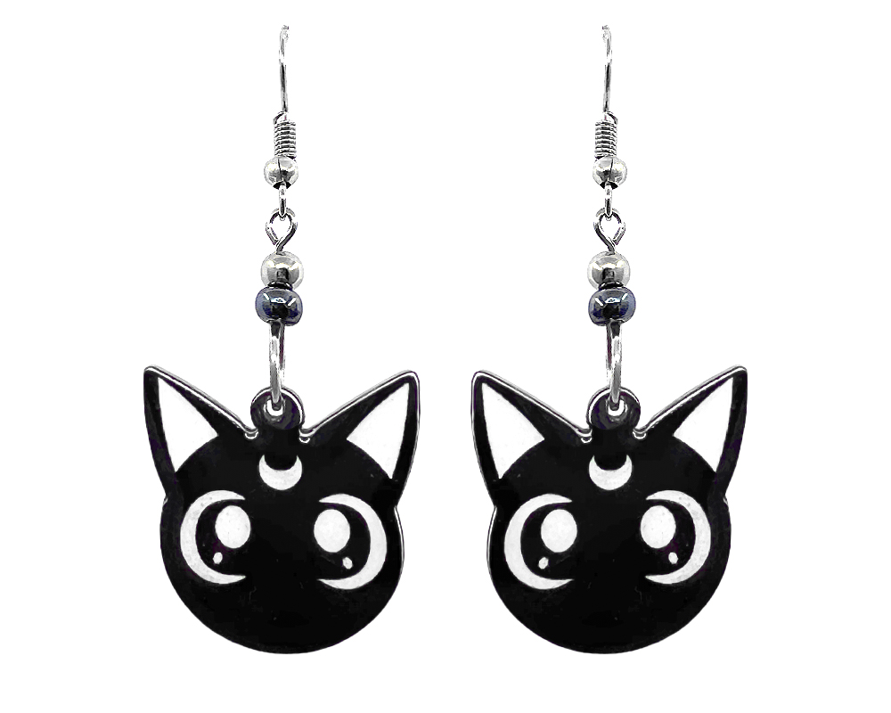 EA-041302090009 Luna Cat Face Earrings - Black/White