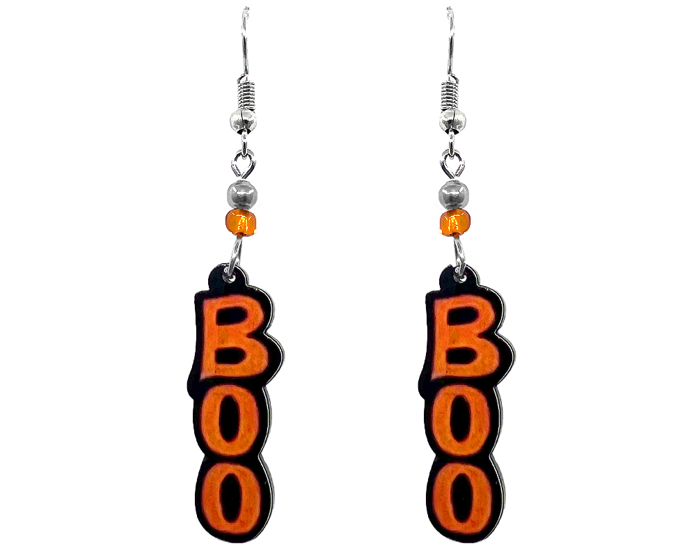 EA-043714020902 Halloween BOO Earrings - Orange