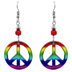 Rainbow Peace Sign Earrings - Rainbow