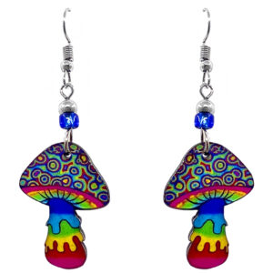 Psychedelic Mushroom Earrings - Acid Rainbow