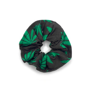 Pot Leaf Soft Scrunchie - Black/Green