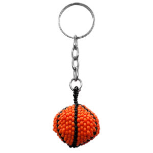 Basketball Seed Bead Keychain - Orange