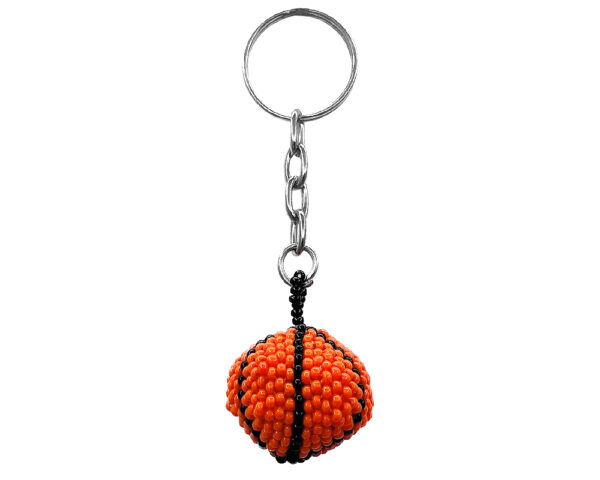 Basketball Seed Bead Keychain - Orange