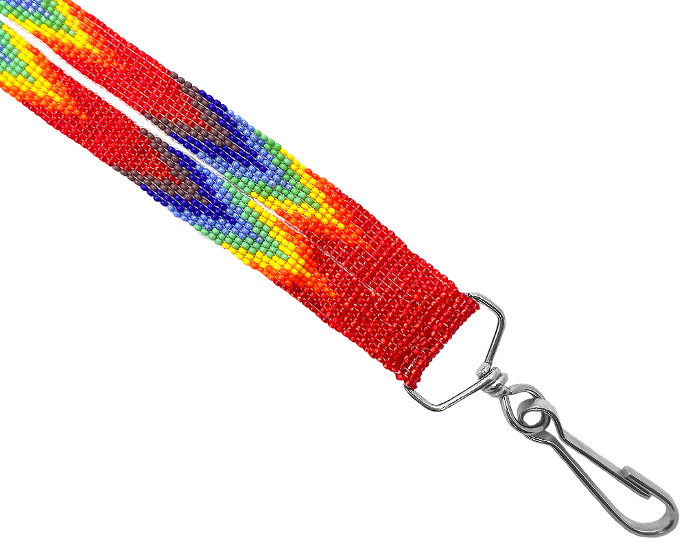 KC-060203010305 Native Inspired Seed Bead Lanyard - Red