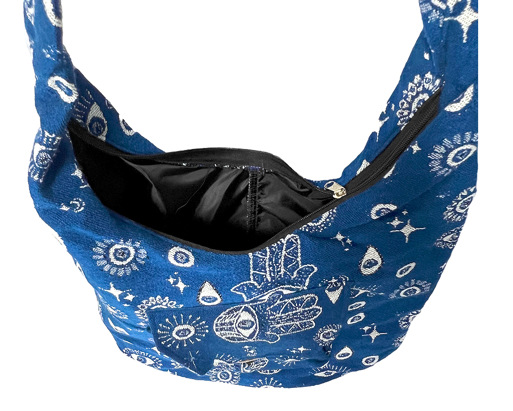 Large Evil Eye Hobo Purse - Blue/Hamsa