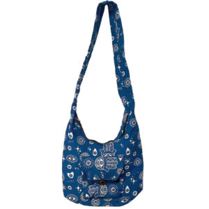 Large Evil Eye Hobo Purse - Blue/Hamsa