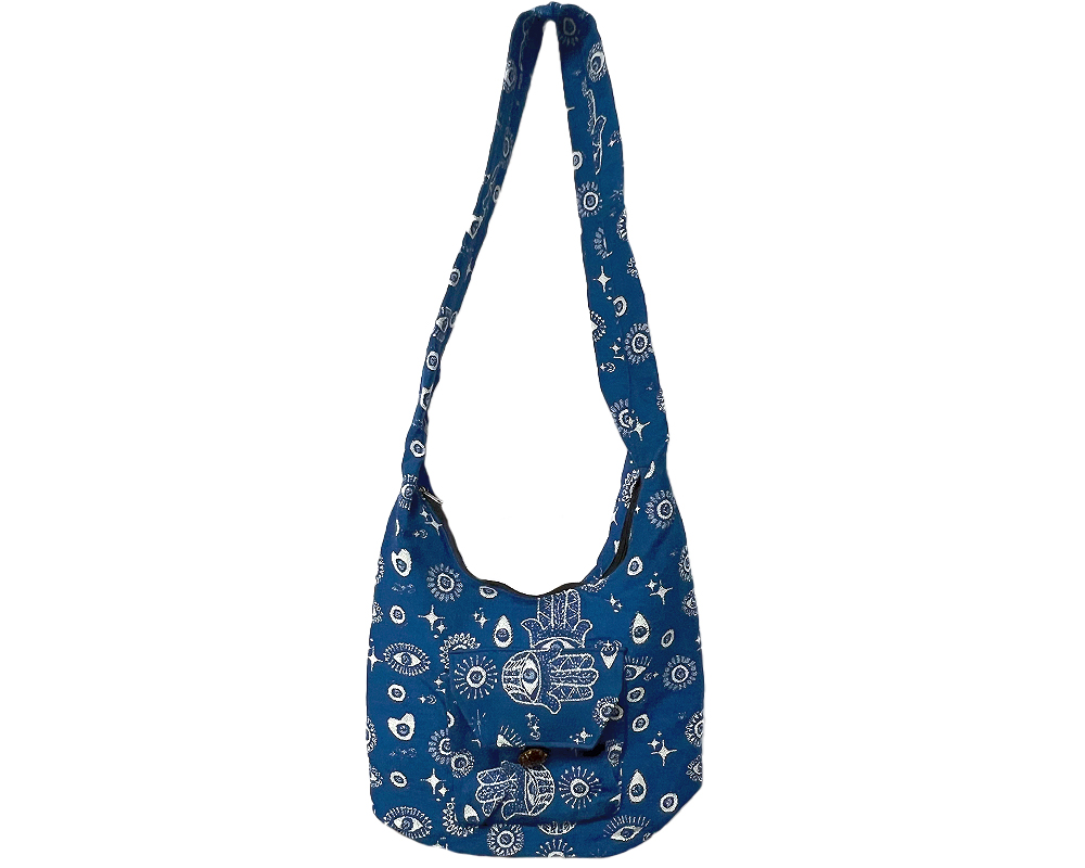 Large Evil Eye Hobo Purse - Blue/Hamsa
