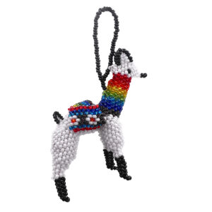 Seed Bead Llama Ornament - White