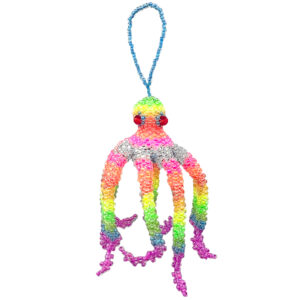 Seed Bead Octopus Ornament - Neon Multi