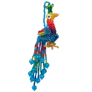 Seed Bead Peacock Dangle Ornament - Turquoise