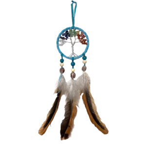 Small Tree of Life Stone Dream Catcher Ornament - Light Blue