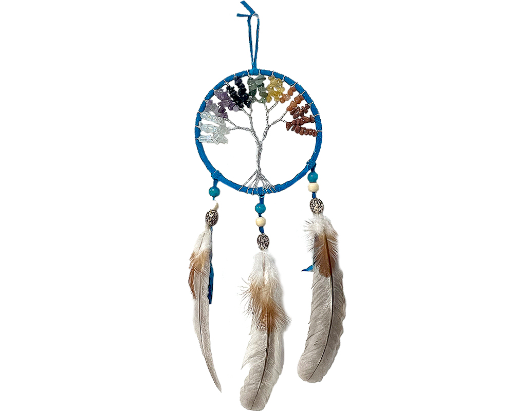 Tree of Life Chip Stone Dream Catcher Ornament - Turquoise