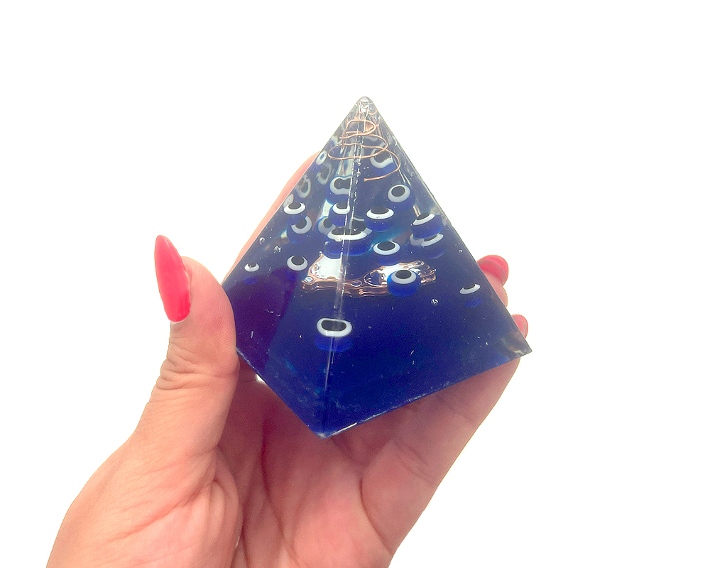 Evil Eye Orgonite Pyramid - Hamsa Hand
