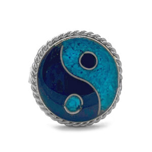 Yin Yang Chip Stone Inlay Ring