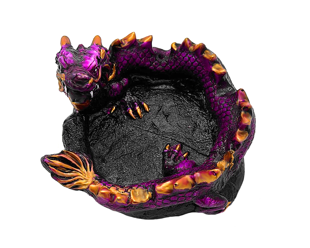 SA-020109063309 Chinese Dragon Round Ash Tray - Purple