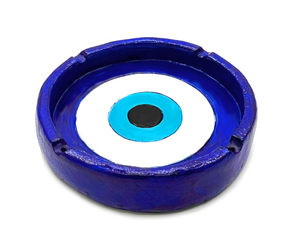 Evil Eye Round Ash Tray - Blue