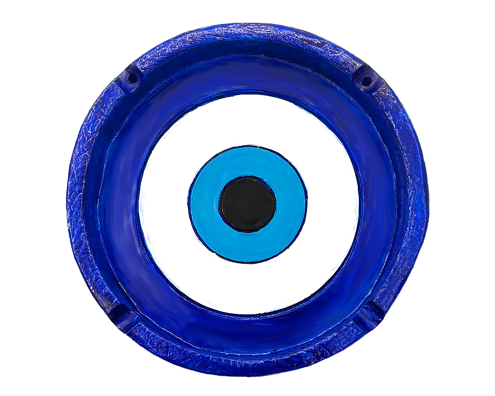 Evil Eye Round Ash Tray - Blue
